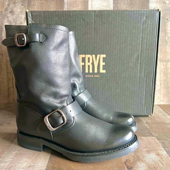 Frye Shoes - NIB..FRYE Veronica Short Boot, Womens Size 7 in Black Leather w/Silver buckles
